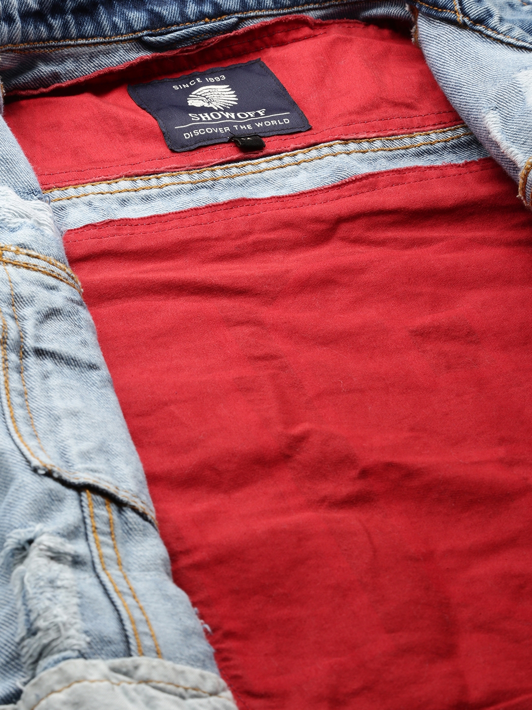 Men's Blue Cotton Solid Denim Jackets