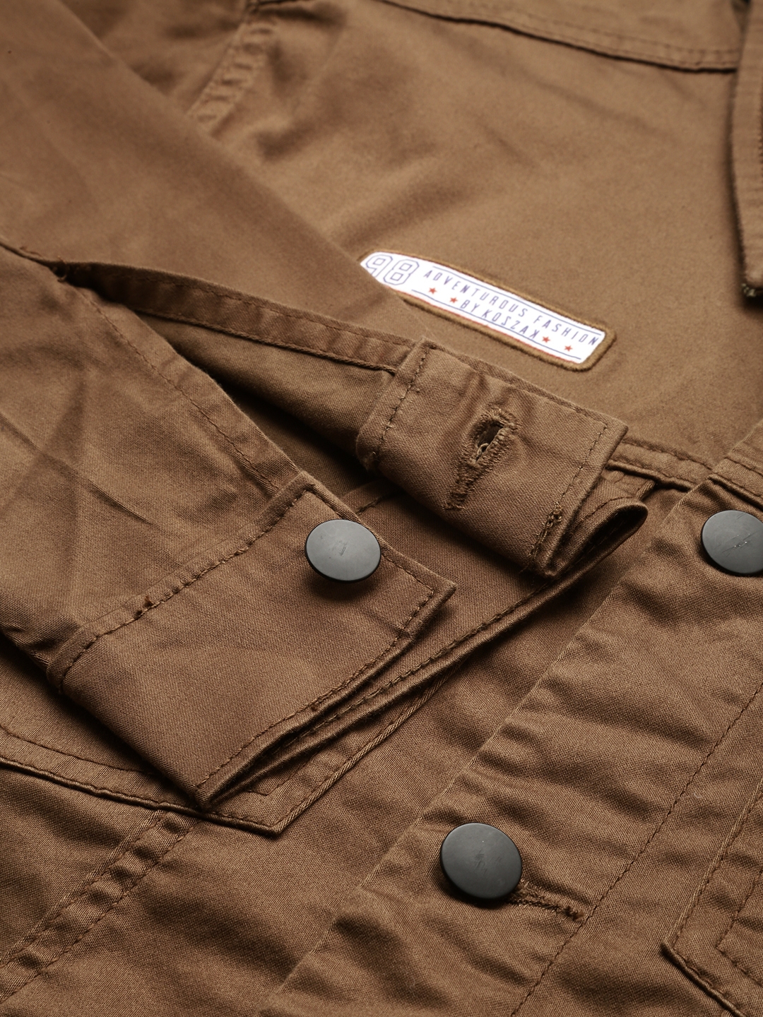 Men's Brown Cotton Solid Western Jackets