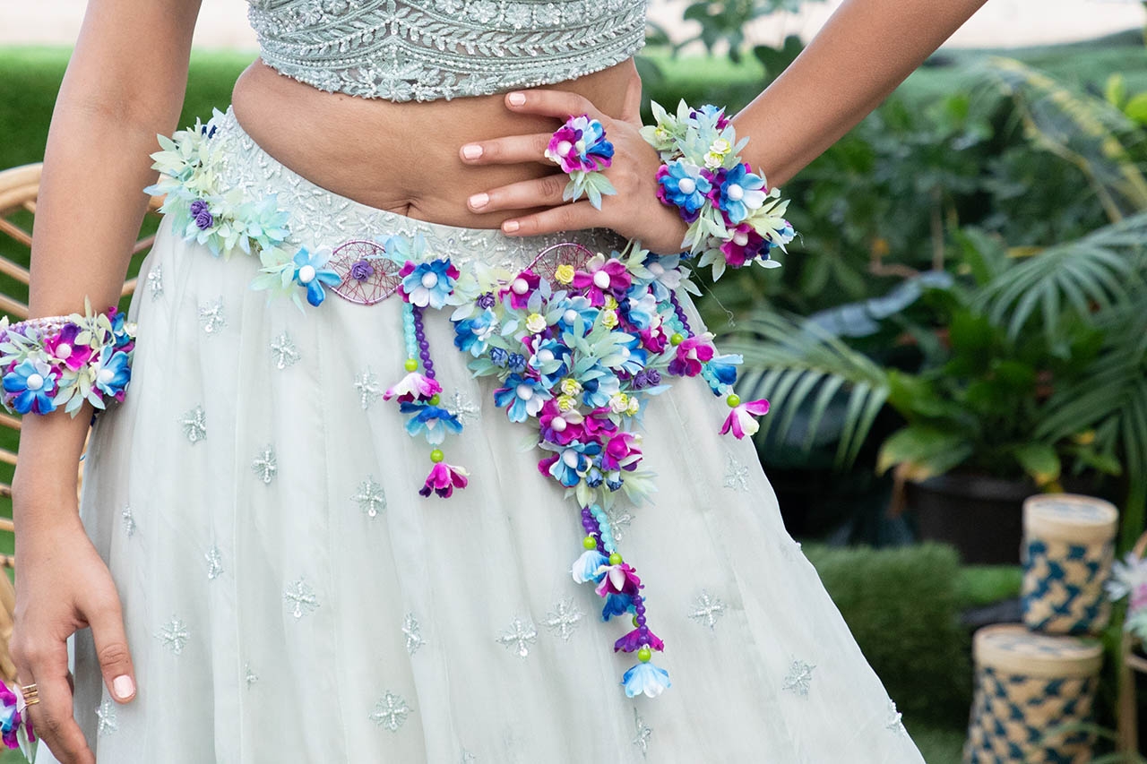 Multicolor Floral kamarbandh with pearls