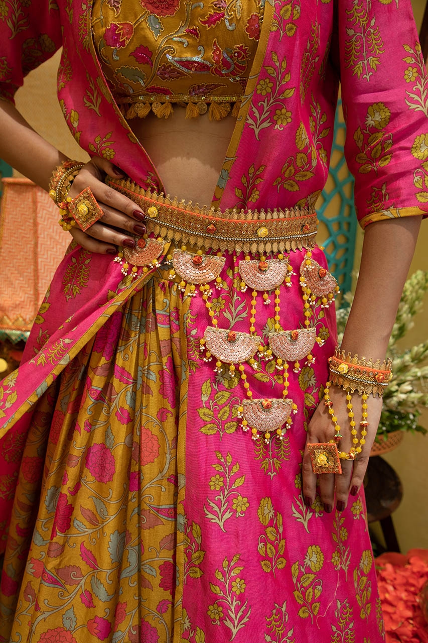 Multicolor Gotta patti kamarbandh with beads