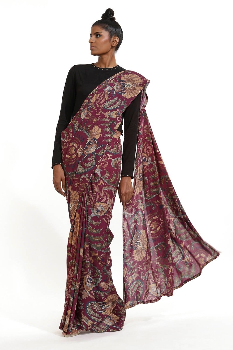 ABRAHAM AND THAKORE | Multi Color Floral Print With Metal Stud 