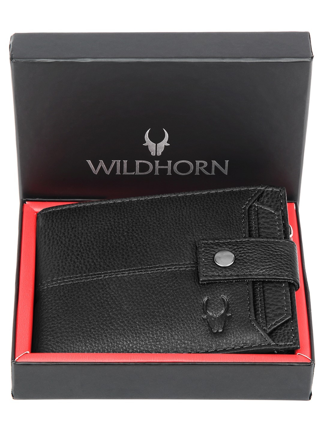 WildHorn | WildHorn Top Grain RFID Blocking Handcrafted Black Leather Wallet for Men 