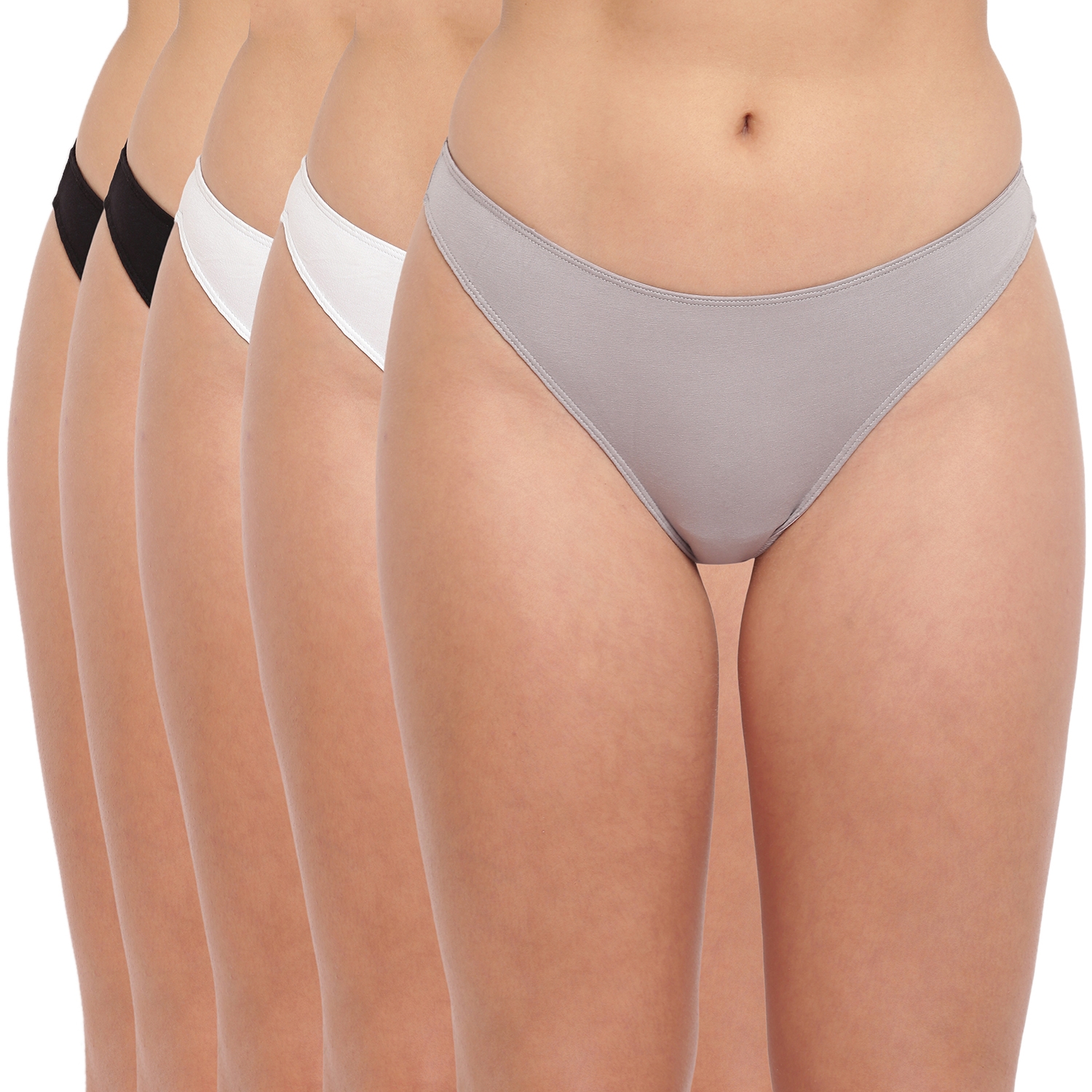 BASIICS by La Intimo | Black,Grey and White Spank Me Naughty Thong Pack of 5