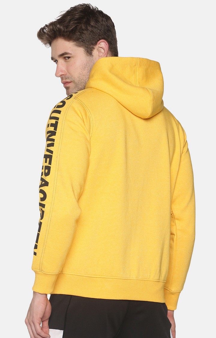 Men's Yellow Cotton Printed Hoodies