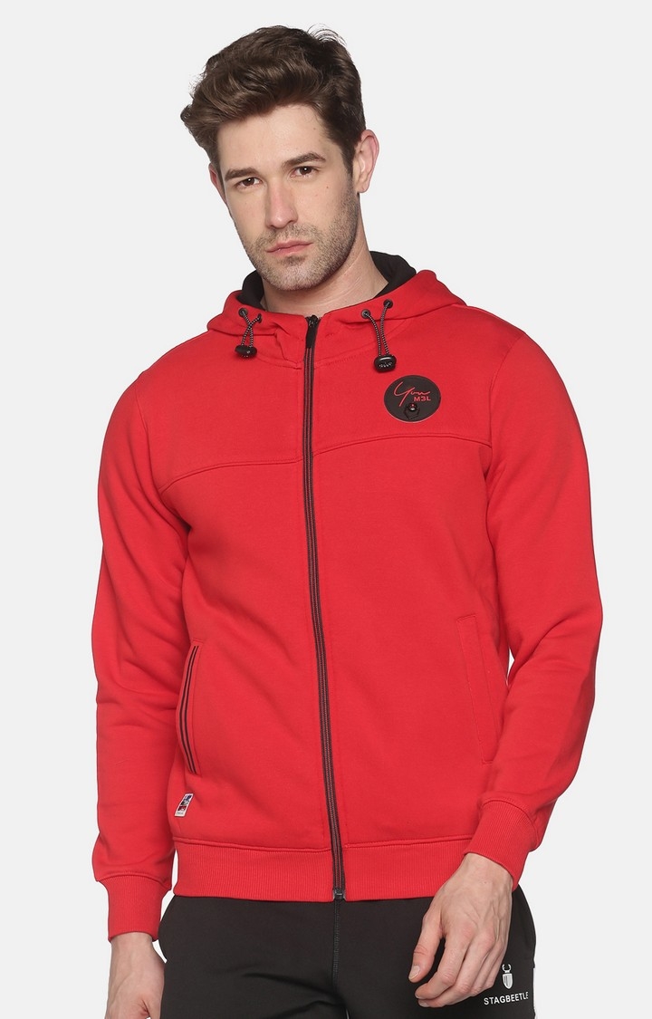 Showoff | Showoff Men's Cotton Casual Red Solid Sweatshirt