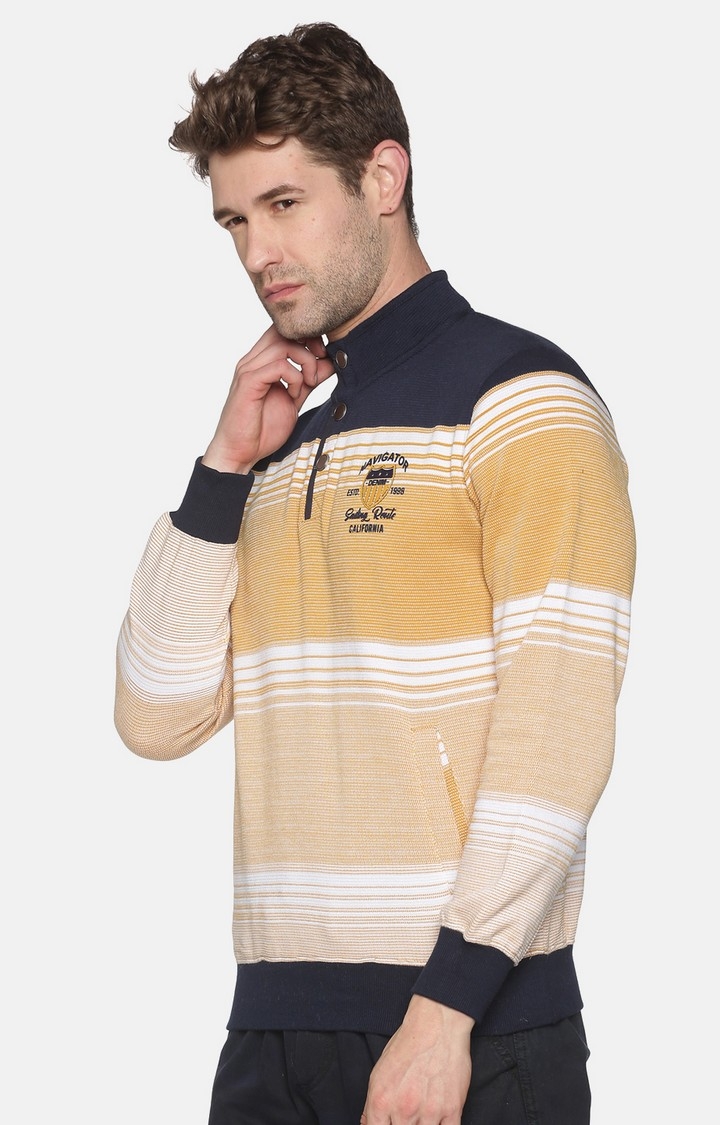 Men's Yellow Cotton Colourblock Sweatshirts