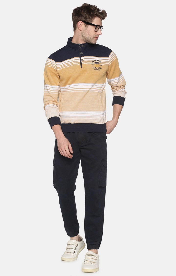 Men's Yellow Cotton Colourblock Sweatshirts