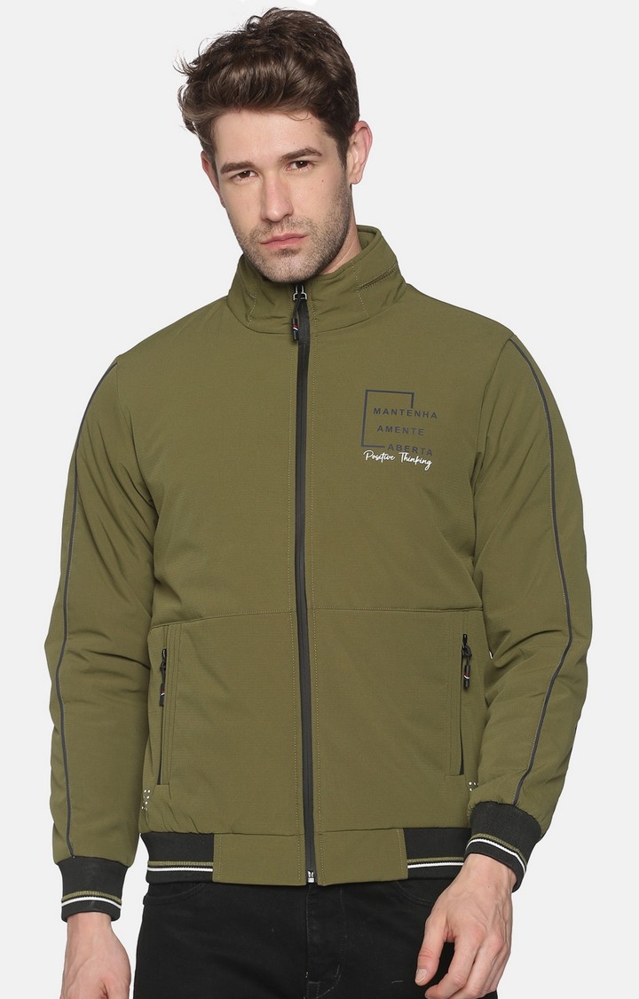 Showoff Men's Casual Olive Solid Jacket