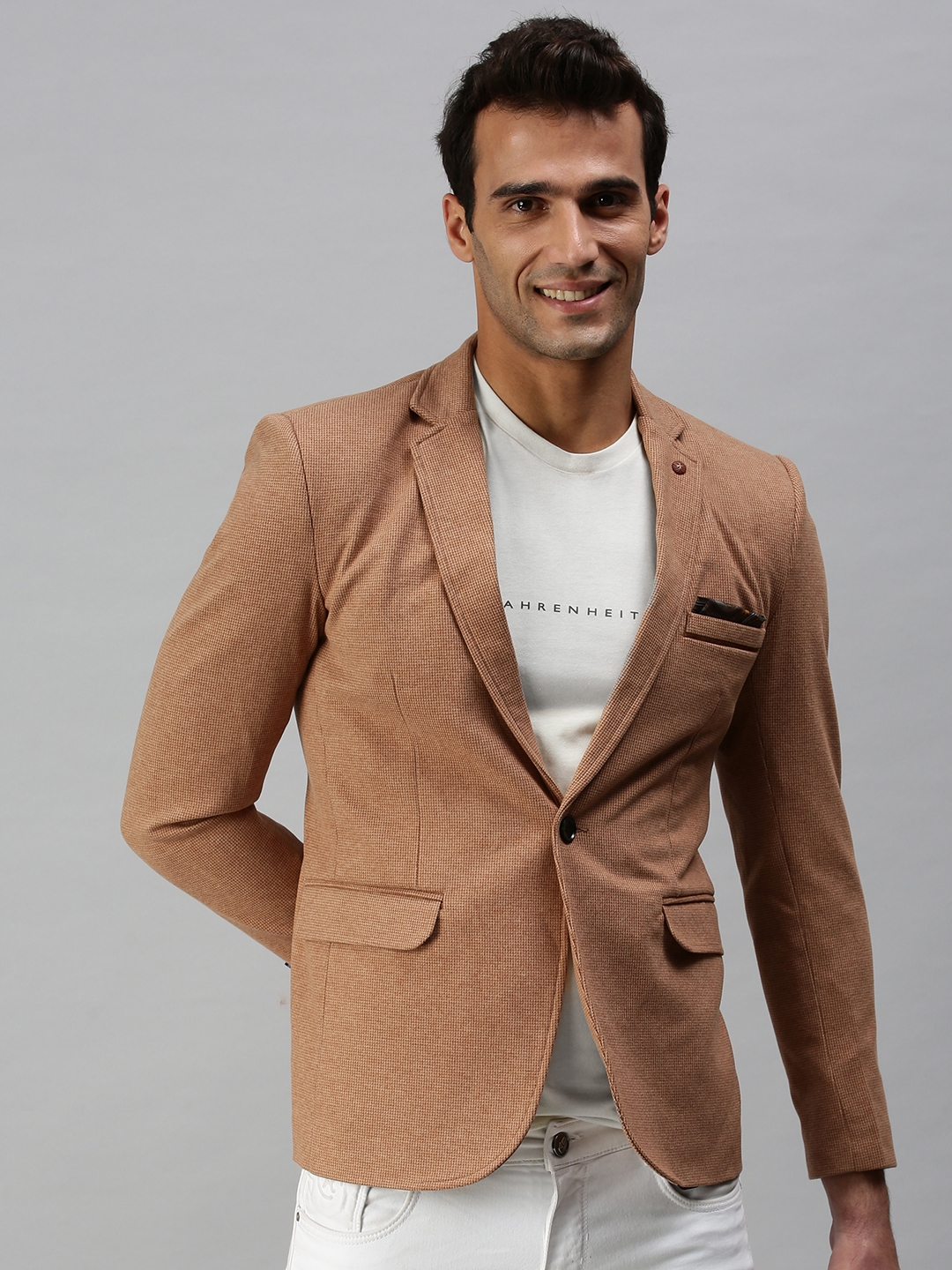Showoff | Showoff Men's Wool Blend Brown Solid Blazers