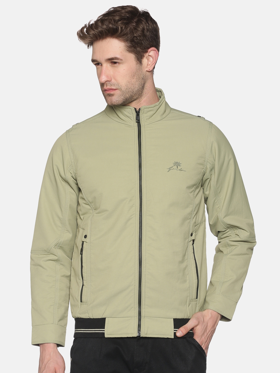 Showoff | Showoff Men'S Casual Green Solid Jacket