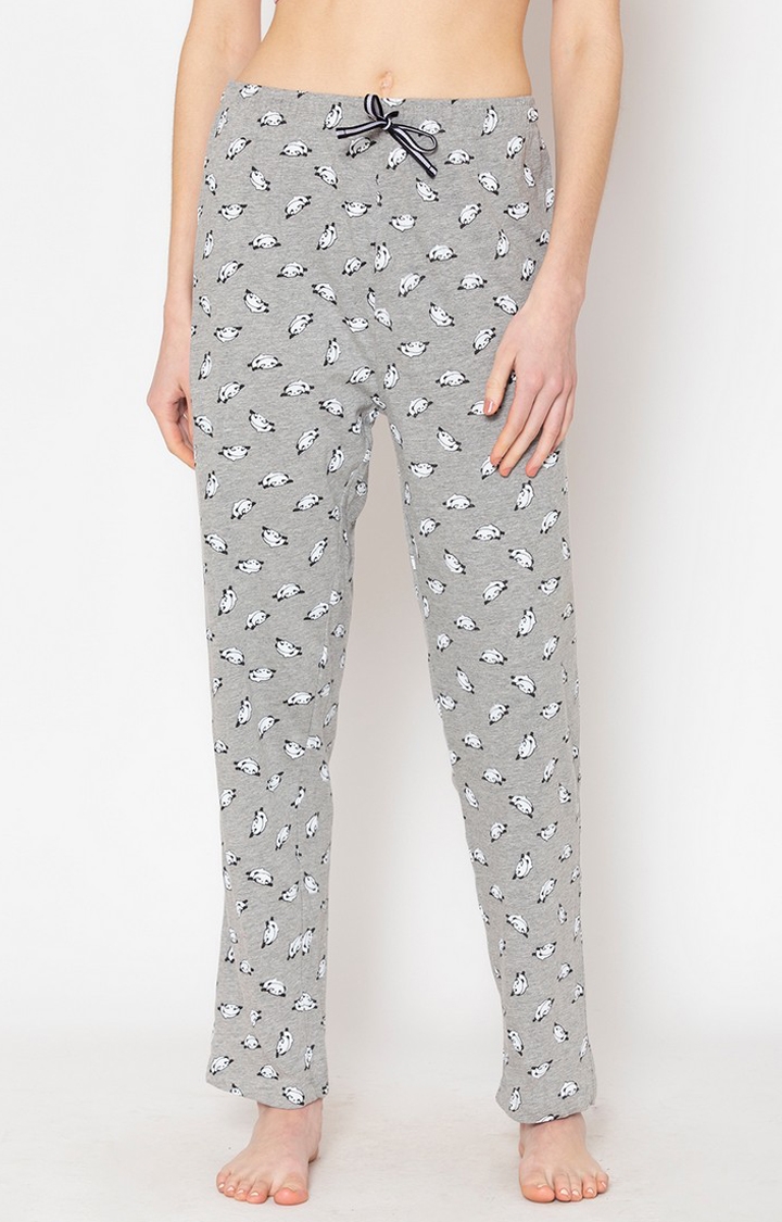 Women's Grey Cotton Printed Pyjama