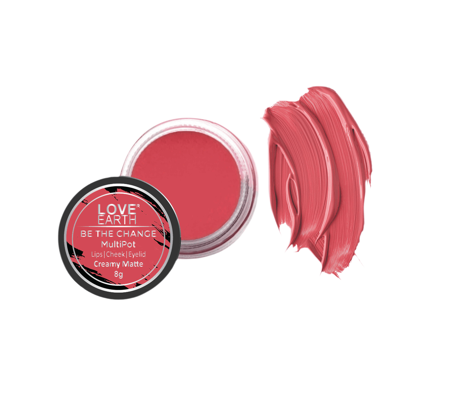 LOVE EARTH | Love Earth Lip Tint & Cheek Tint Multipot-Be The Change With Richness Of Jojoba Oil And Vitamin E For Lips, Eyelids & Cheeks, Matte Finish - Rose Pink