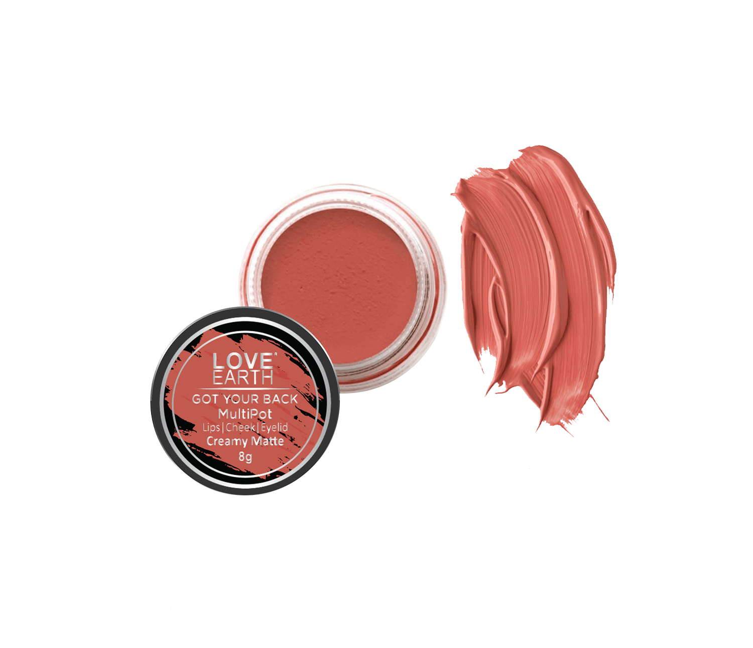 LOVE EARTH | Love Earth Lip Tint & Cheek Tint Multipot-Got Your Back With Richness Of Essential Oils And Vitamin E For Lips, Eyelids & Cheeks, Matte Finish - Coral