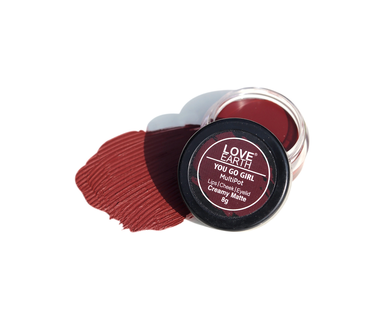 LOVE EARTH | Love Earth Lip Tint & Cheek Tint Multipot - You Go Girl With Vitamin E And Essential Oils For Lips, Eyelids And Cheeks, Creamy Matte - Wine