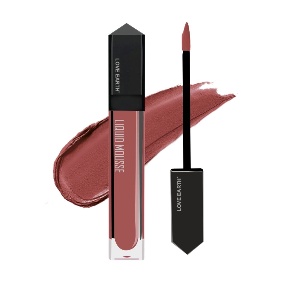 LOVE EARTH | Love Earth Liquid Mousse Lipstick - Pink Colada Matte Finish | Lightweight, Non-Sticky, Non-Drying,Transferproof, Waterproof | Lasts Up to 12 hours with Vitamin E and Jojoba Oil - 6ml