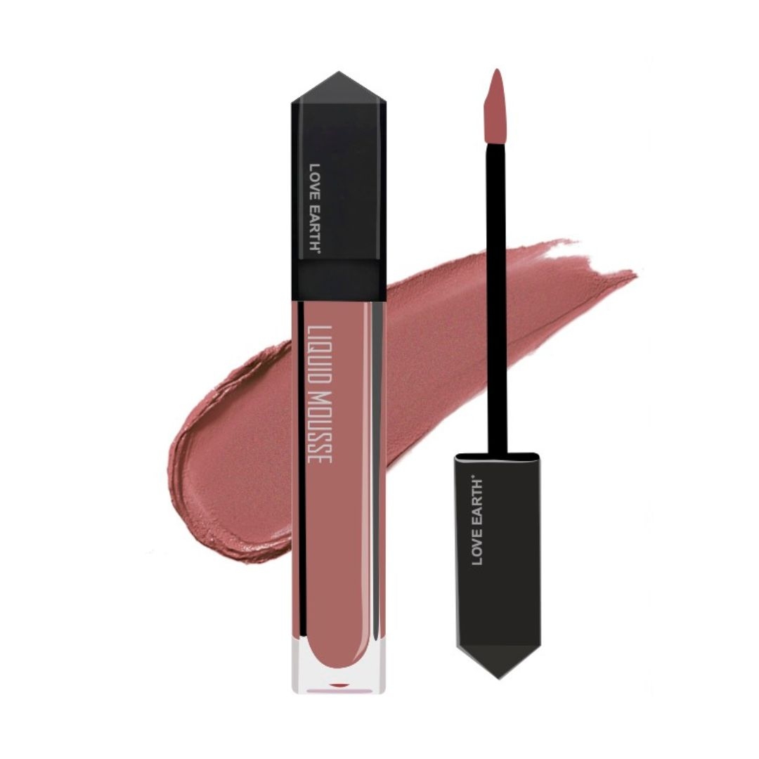 LOVE EARTH | Love Earth Liquid Mousse Lipstick - Bottomless Mimosas Matte Finish | Lightweight, Non-Sticky, Non-Drying,Transferproof, Waterproof | Lasts Up to 12 hours with Vitamin E and Jojoba Oil - 6ml
