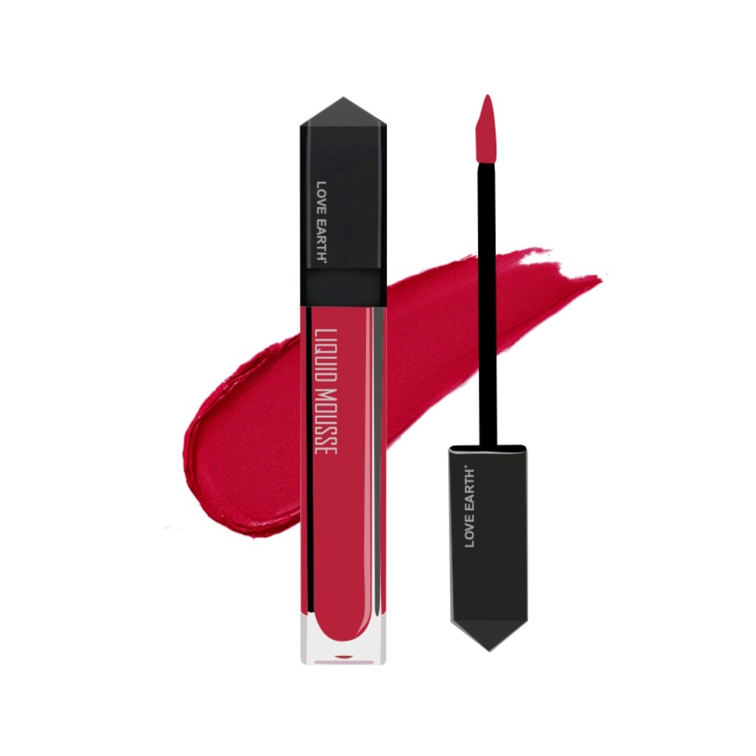 LOVE EARTH | Love Earth Liquid Mousse Lipstick - Spicy Sangria Matte Finish | Lightweight, Non-Sticky, Non-Drying,Transferproof, Waterproof | Lasts Up to 12 hours with Vitamin E and Jojoba Oil - 6ml