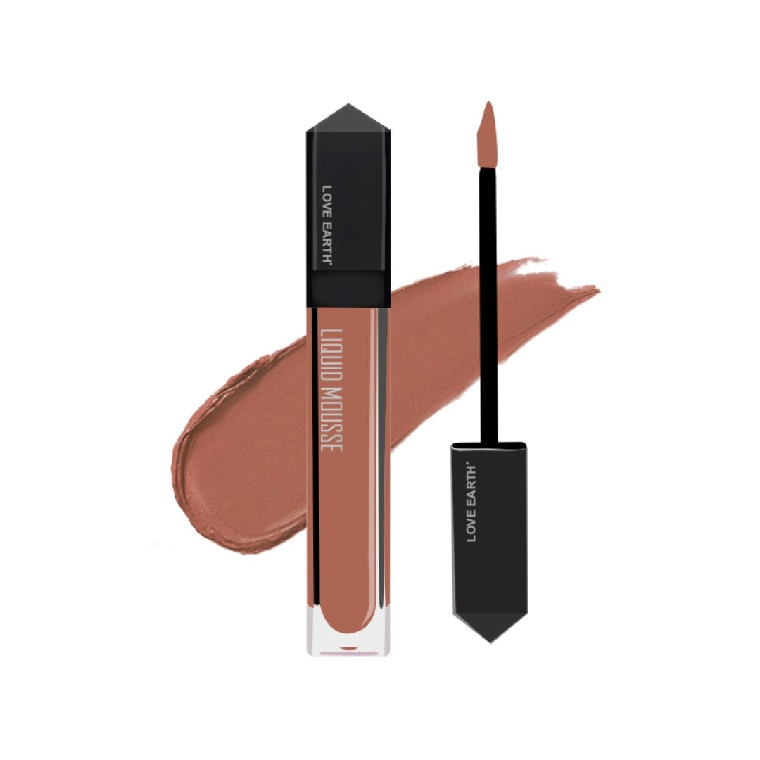 LOVE EARTH | Love Earth Liquid Mousse Lipstick - Espresso Martini Matte Finish | Lightweight, Non-Sticky, Non-Drying,Transferproof, Waterproof | Lasts Up to 12 hours with Vitamin E and Jojoba Oil - 6ml