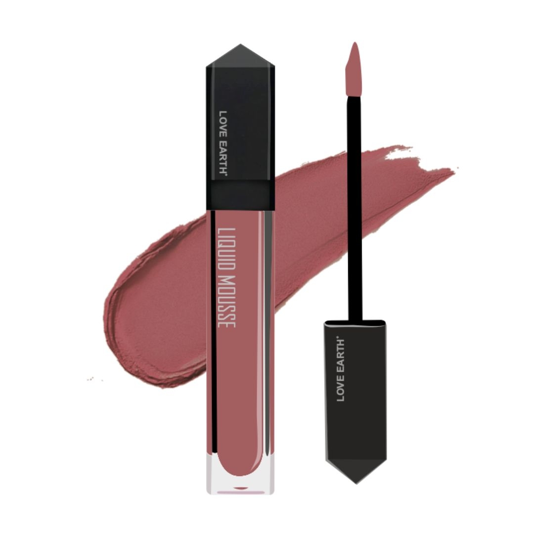 LOVE EARTH | Love Earth Liquid Mousse Lipstick - Peach Mojito Matte Finish | Lightweight, Non-Sticky, Non-Drying,Transferproof, Waterproof | Lasts Up to 12 hours with Vitamin E and Jojoba Oil - 6ml