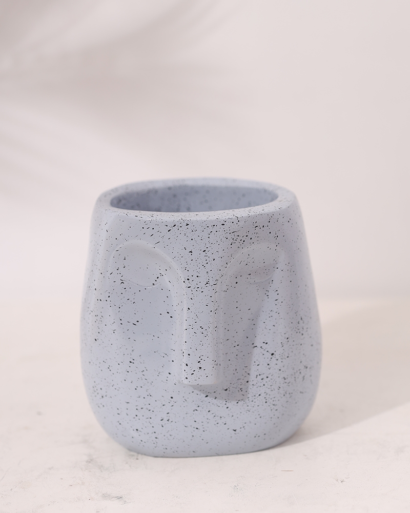 Order Happiness Small Grey Fibre Flower Pot For Home Decoration, Table Decor & Living Room