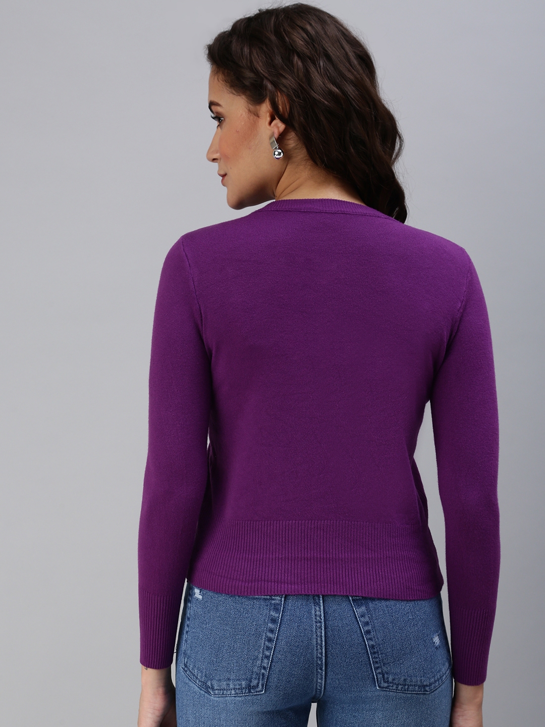 Women's Purple Acrylic Solid Tops