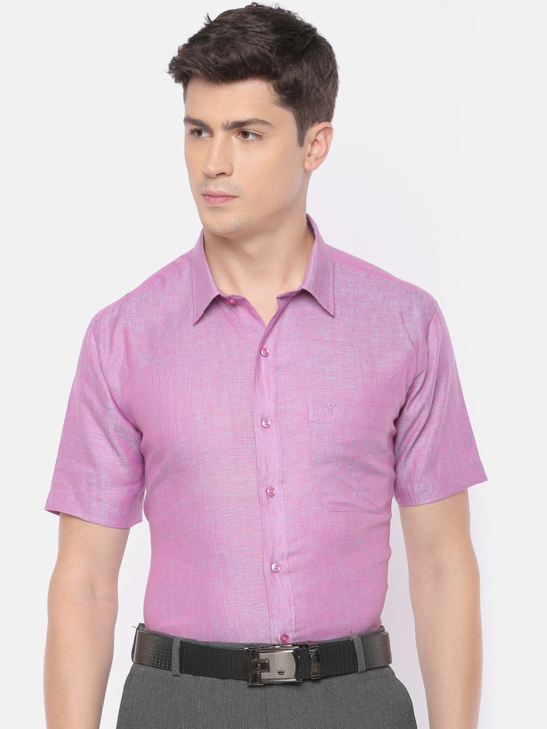 Ramraj | RAMRAJ COTTON Men Purple Slim Fit Solid Casual Shirt