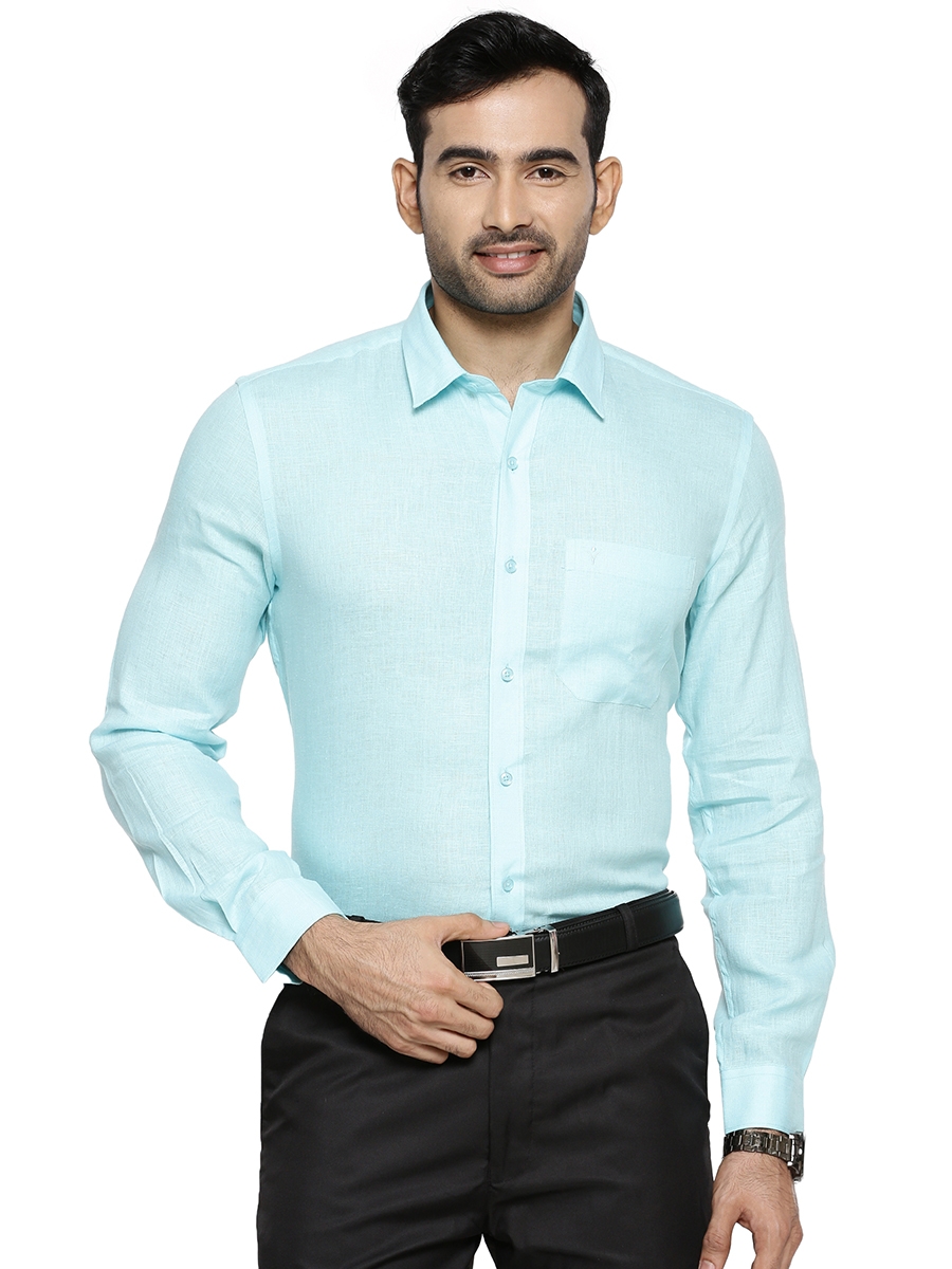 Ramraj Cotton | Blue Solid Casual Shirts