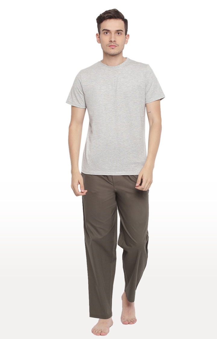 Grey Playful Solid Pyjama TShirt Set