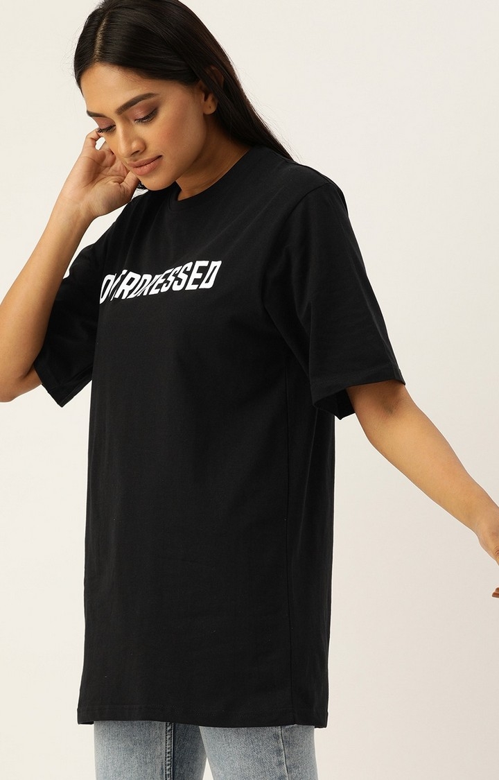 Dillinger Women Black Oversized Printed T-Shirt