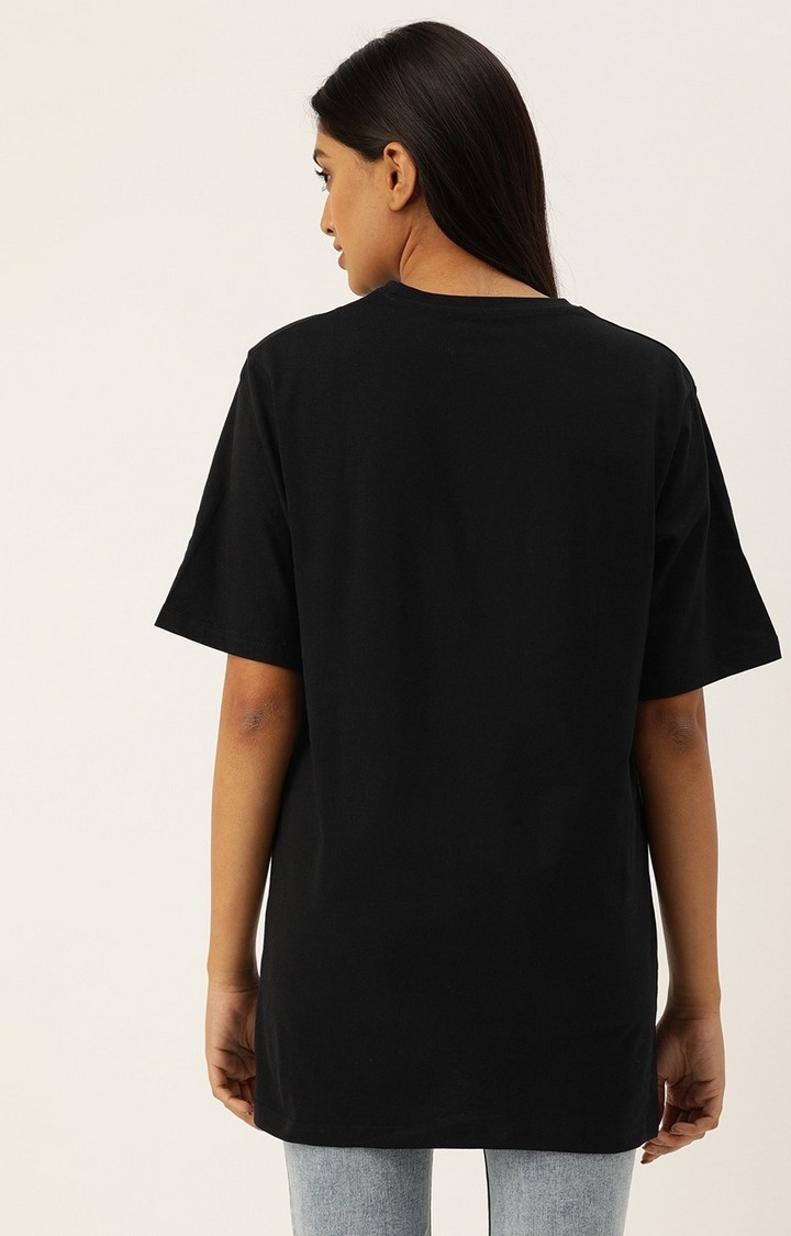 Dillinger Women Black Oversized Printed T-Shirt