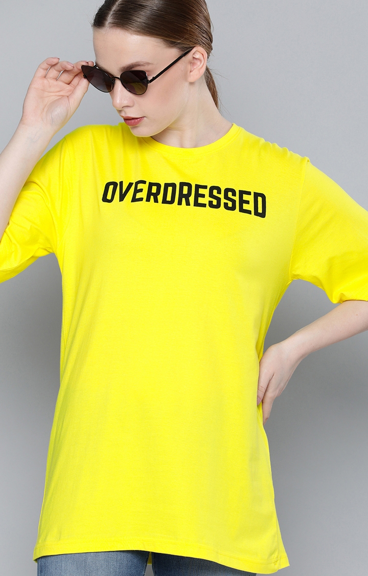 Dillinger | Dillinger Women Yellow Boxy Printed T-Shirt