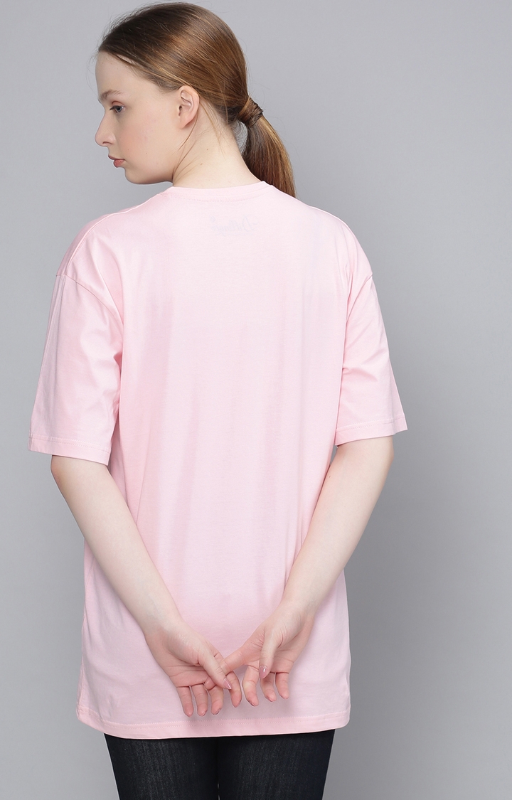 Dillinger Women Pink Oversized Printed T-Shirt