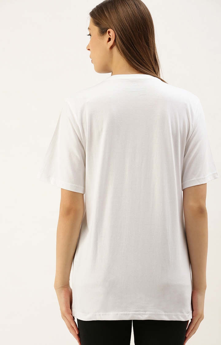 Women's White Cotton Printed T-Shirts