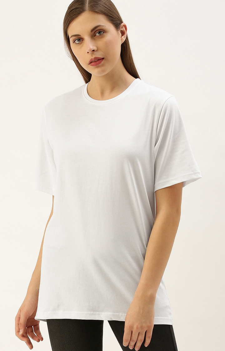 Women's White Cotton Printed T-Shirts