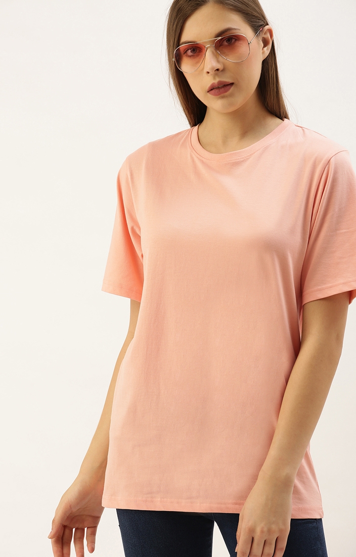 Women's Pink Cotton Printed T-Shirts