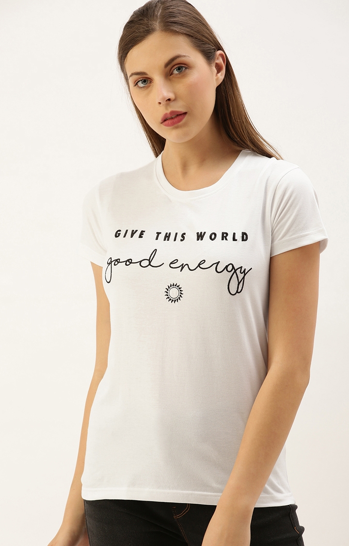 Dillinger Women White Typography Printed T-Shirt