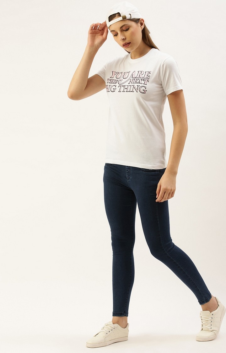 Dillinger Women White Typography Printed T-Shirt