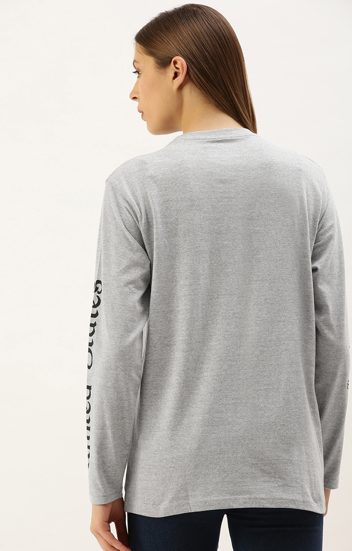 Dillinger | Dillinger Women Grey Oversize Printed T-Shirt 3