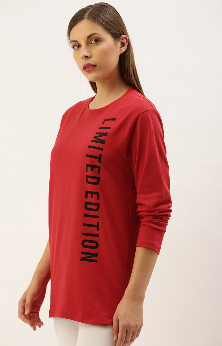 Dillinger | Dillinger Women Red Printed Oversized T-Shirt