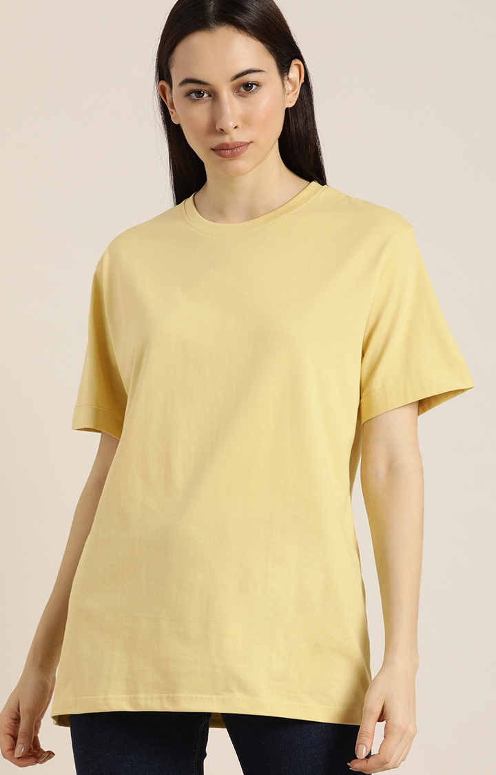 Dillinger | Dillinger Women Yellow Printed Oversized T-Shirt