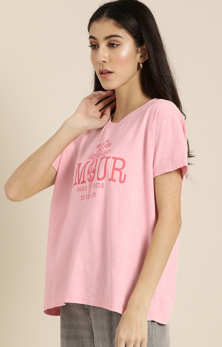 Dillinger | Dillinger Women Pink Printed Boxy T-Shirt
