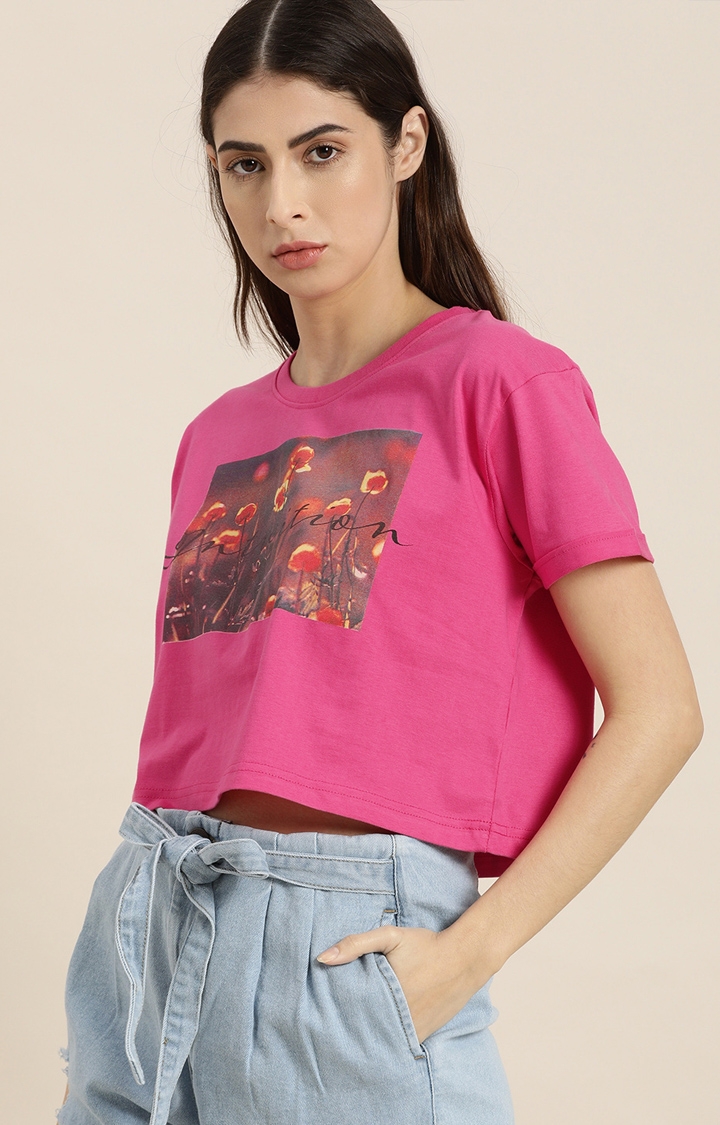 Dillinger | Dillinger Women Pink Graphic Printed T-Shirt