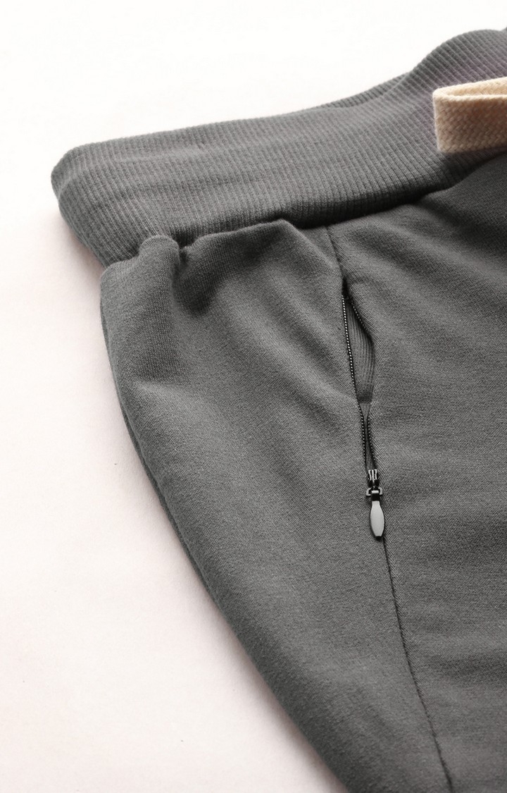 Women's Grey Cotton Solid Casual Joggers