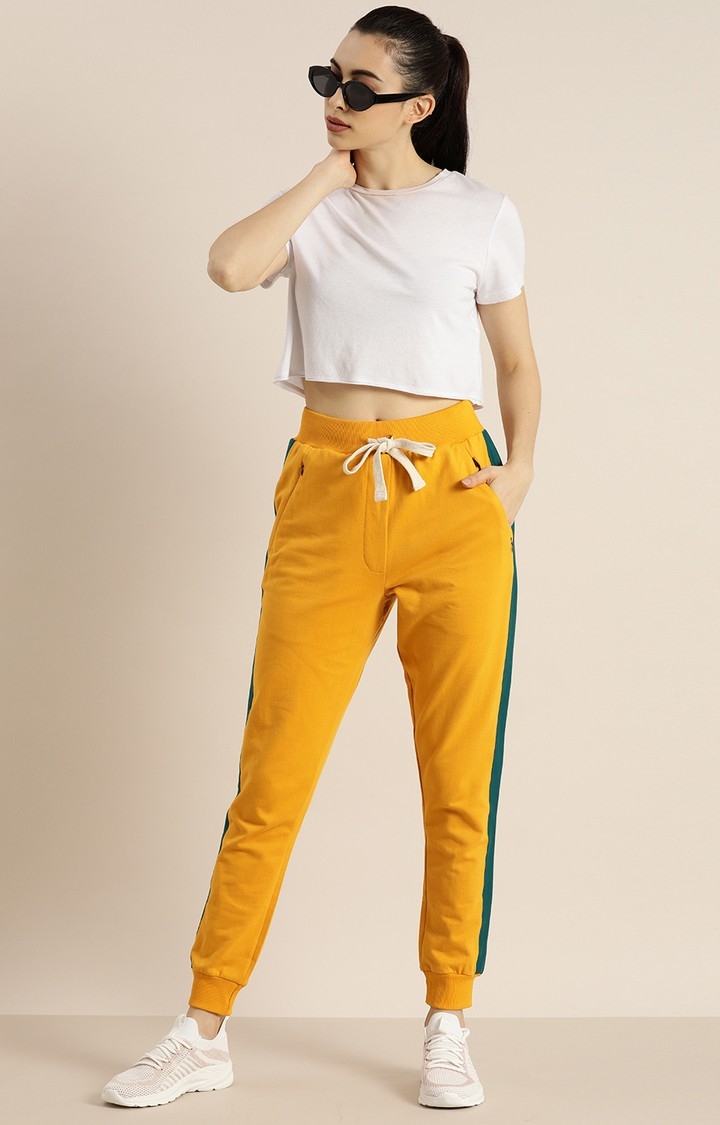 Dillinger | Dillinger Women Yellow Solid Joggers 1