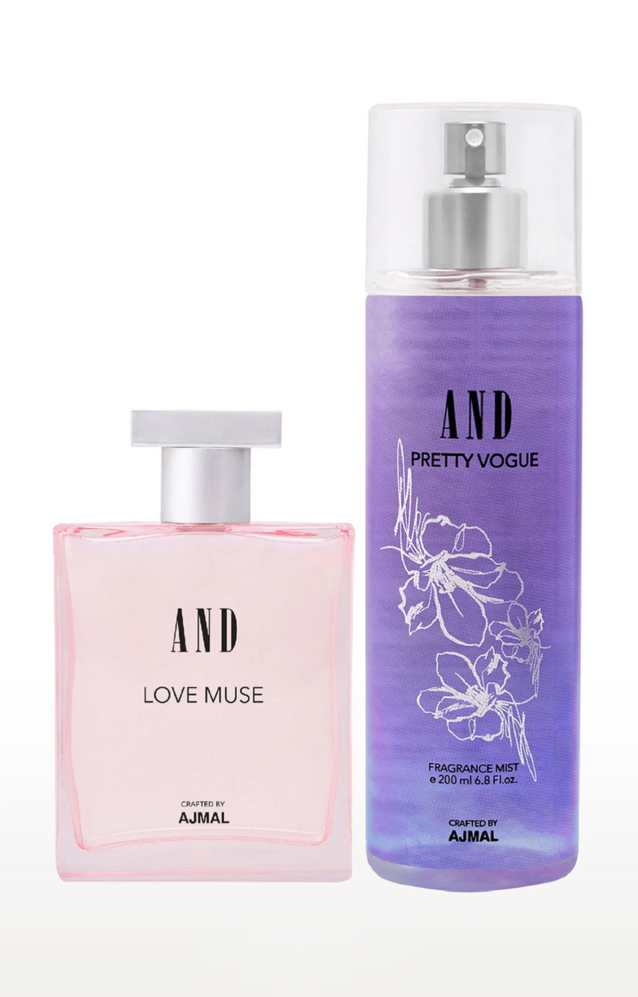 AND Love Muse Eau De Parfum 50ML & Pretty Vogue Body Mist 200ML Pack of 2 for Women Crafted by Ajmal 