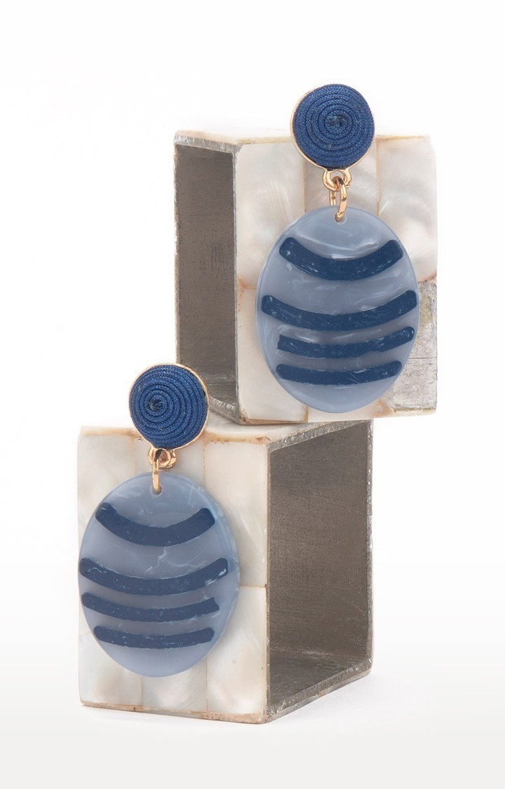 Lilly & sparkle | Lilly & Sparkle Blue Toned Stripe Drop Earrings for Women