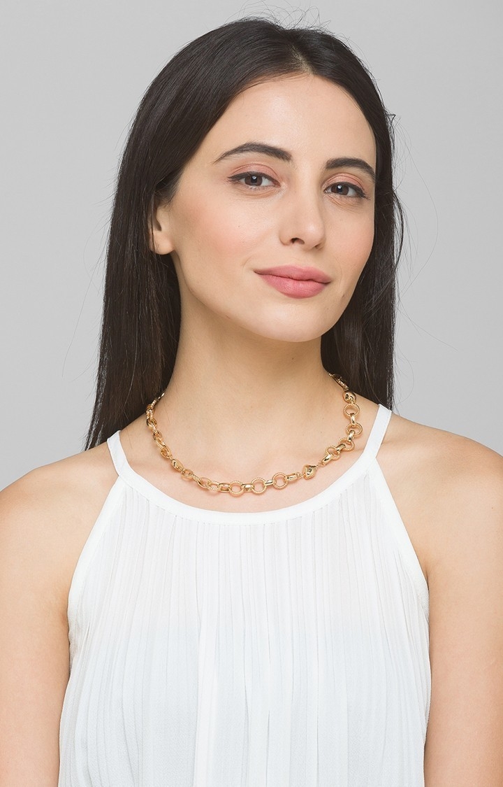Lilly & sparkle | Lilly & Sparkle Alloy Gold Toned Round Chunky Chain Choker Necklace for Women