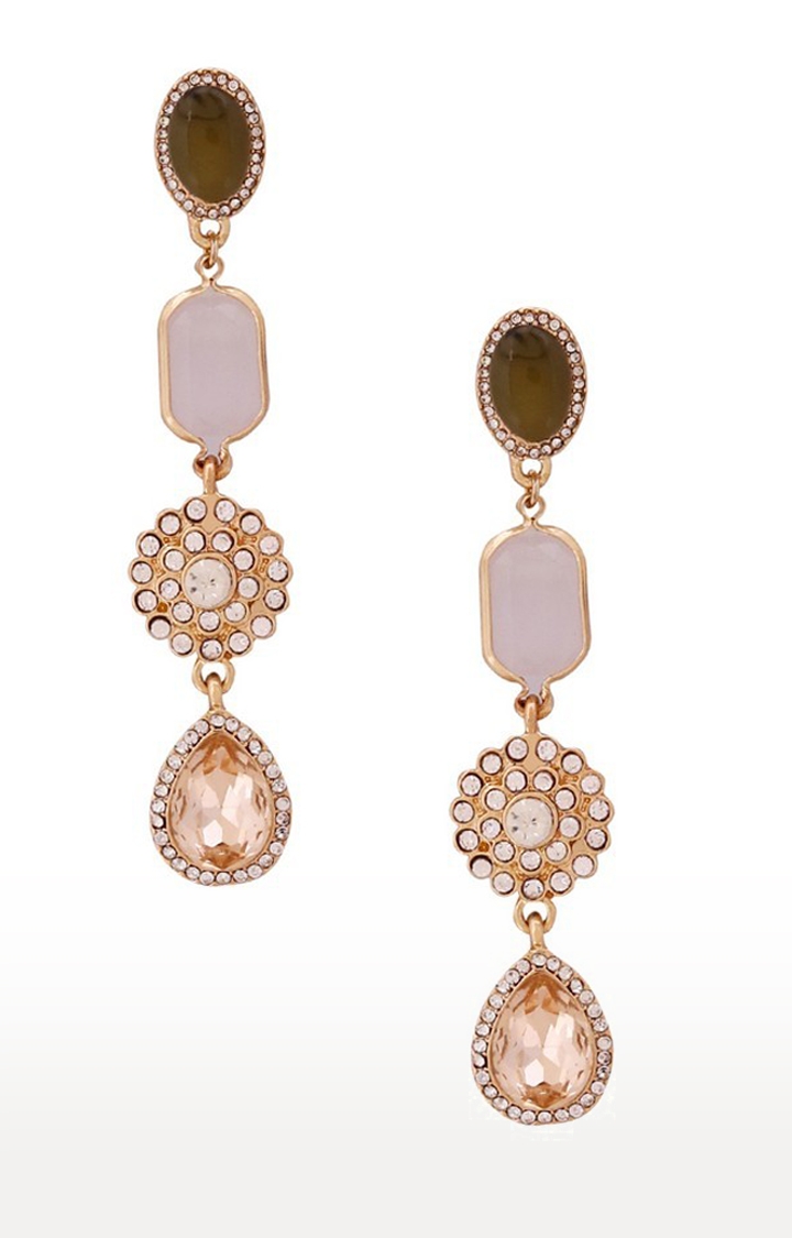Lilly & sparkle | Lilly & Sparkle Crystal And Rose Quartz Encrusted Dangler Earrings