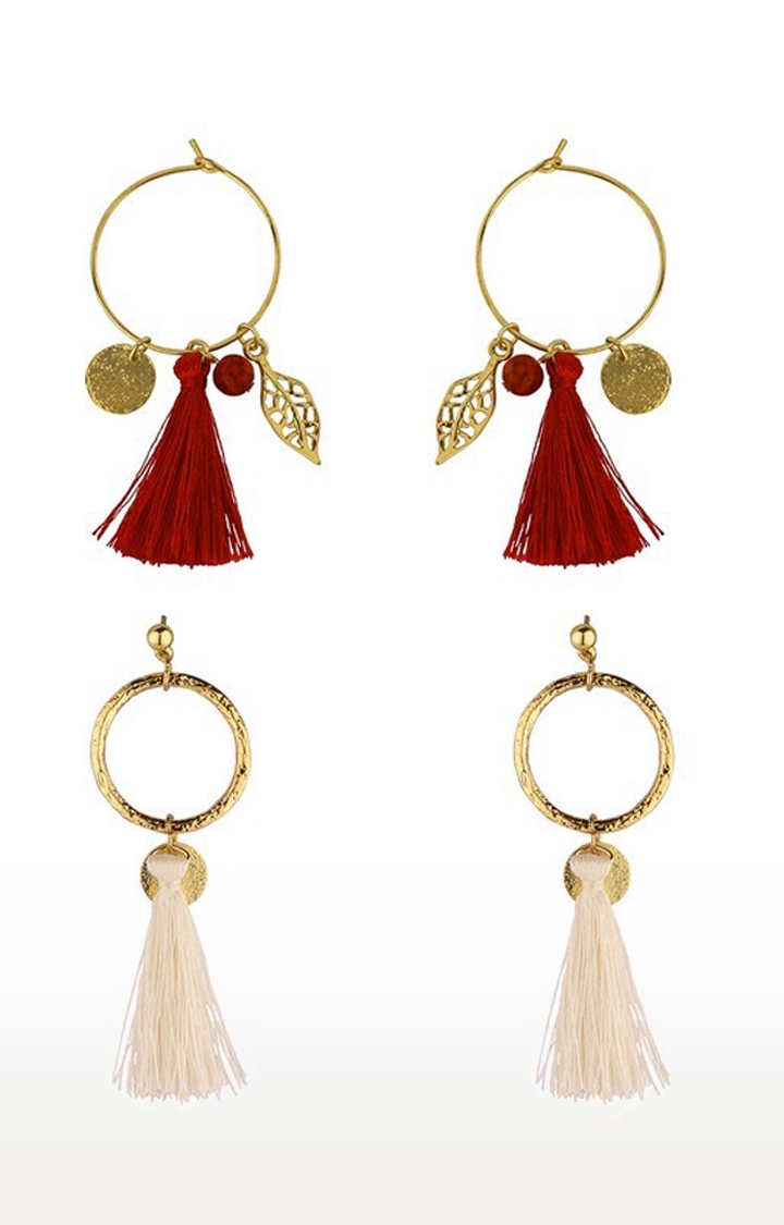 Lilly & sparkle | Lilly & Sparkle Gold Toned Red And White Tassel Dangler Earrings