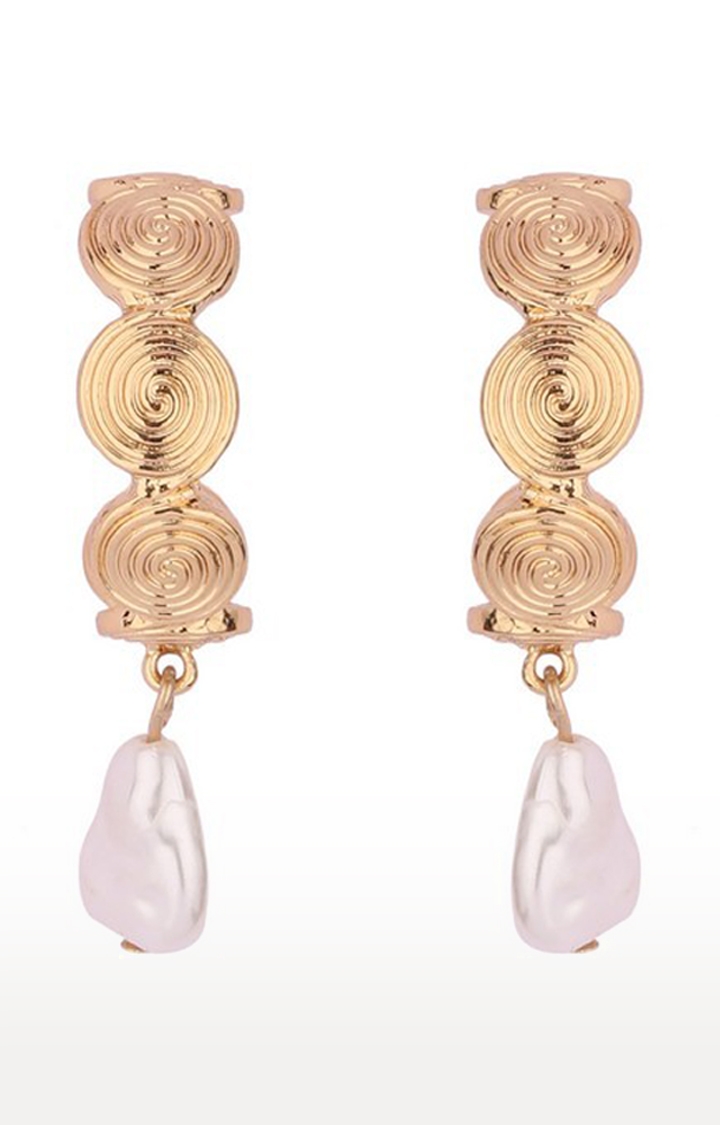 Lilly & sparkle | Lilly & Sparkle Gold Toned Texured Hoop Earrings With Drop Pearl